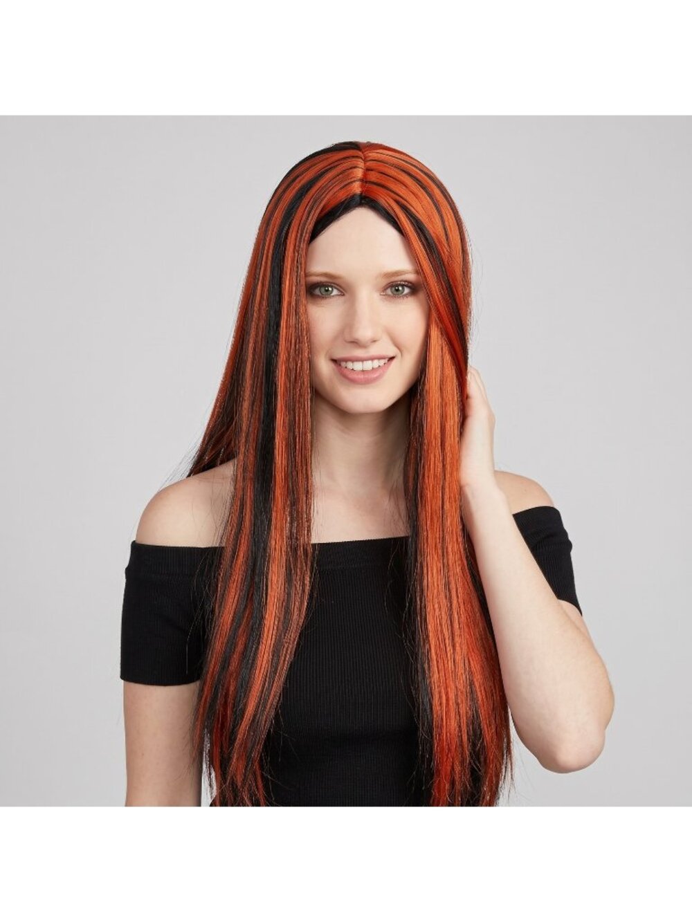 Halloween Witch Wig in Orange and Black Colors Adult Size NEW in Package